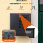 Cassetta Postale in Acciaio Inox con Serratura e Scomparto Giornali