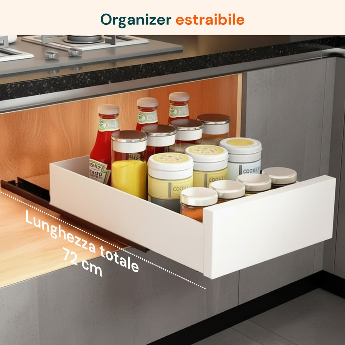 Cassetto universale estraibile 25x43 cm in acciaio - Portata 10kg