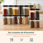 Portaspezie Girevole a 360° per Cucina con 16 Barattoli Inclusi
