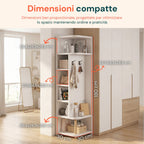 Scaffale Angolare in MDF Bianco a 7 Ripiani 180x30x30 cm – ad Alta Portata
