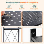 Scaffale mobile pieghevole a 4 ripiani con ruote girevoli bloccabili