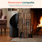 Set 4 Accessori per Camino in Ferro: Paletta, Scopino, Attizzatoio e Supporto – Resistente al Calore e con Ganci Interni