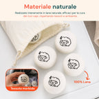 Set di 6 palline di lana per asciugatrice riutilizzabili - Diametro 7 cm