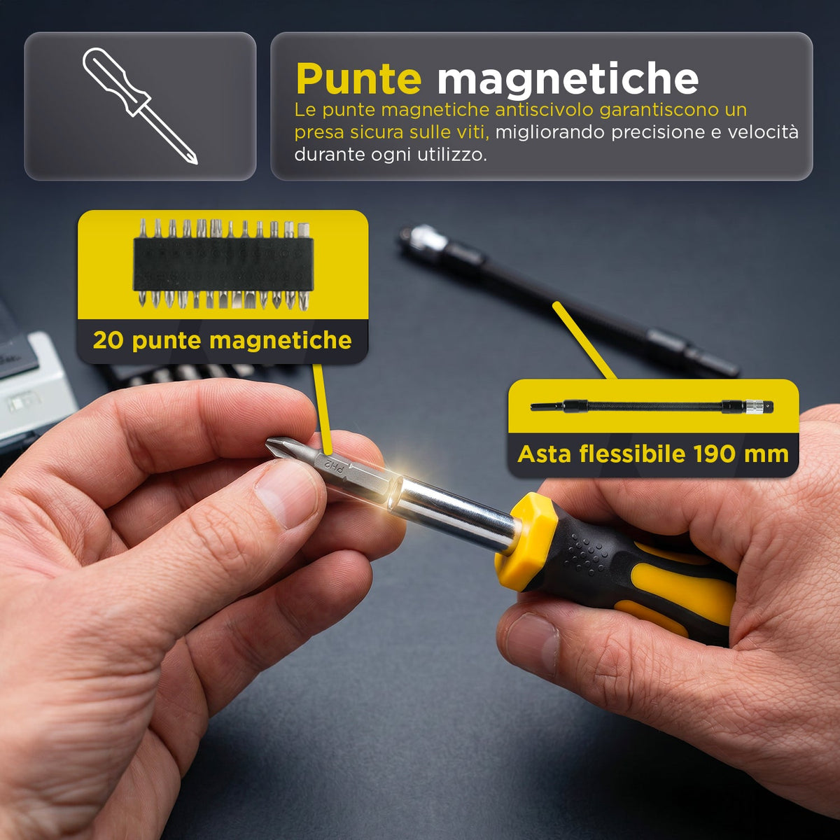 Set Cacciaviti Magnetici Professionali 43 Pezzi con Valigetta – Kit Giraviti con Magnetizzatore e Smagnetizzatore