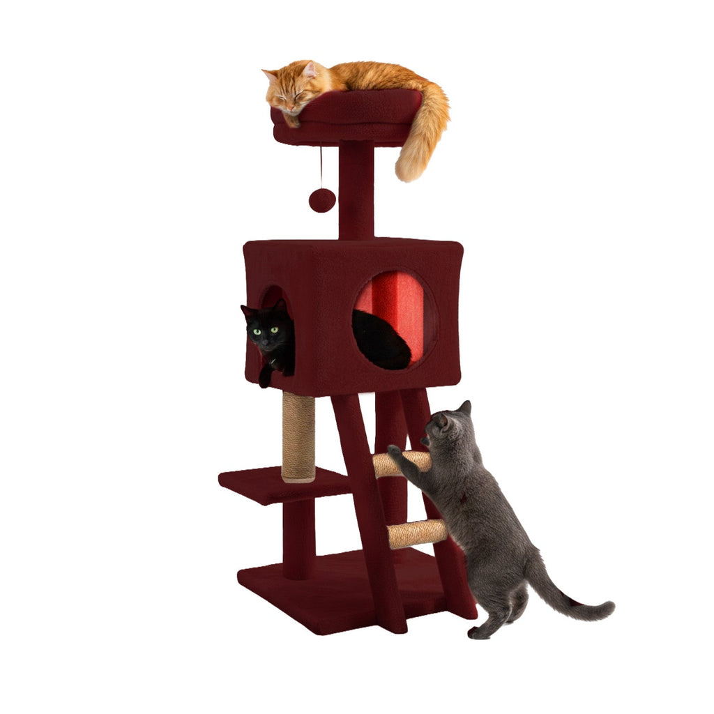 Tiragraffi per gatti da 92 cm con cuccia, scaletta e giochi