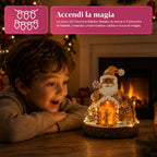 Babbo Natale Pan di Zenzero - Decorazione Natalizia Babbo Natale Pan di Zenzero con Luci LED, Musica e Porta Apribile, Casetta Luminosa in Resina 20,6 cm