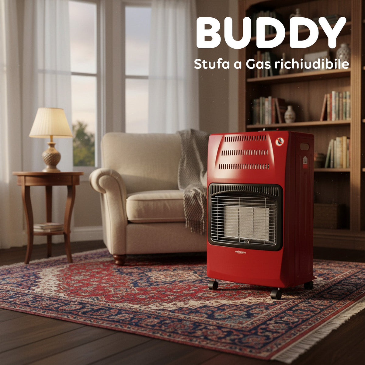 Buddy Stufa a Gas Pieghevole – Potenza 4,2kW con 3 Livelli di Riscaldamento