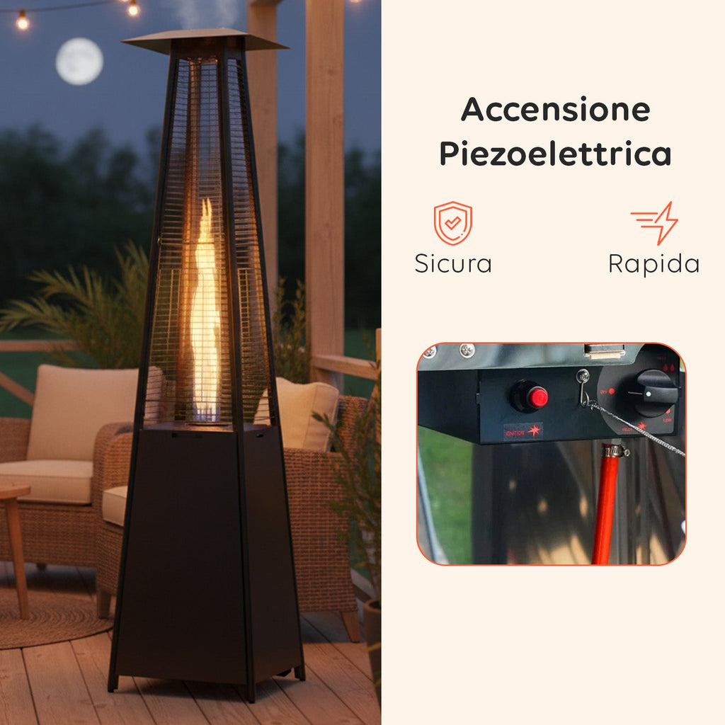 Stufa a Gas da Esterno a Piramide con Termostato Regolabile – 12kW