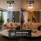 Ventilatore da Soffitto con Pale Richiudibili in Ferro e ABS - 6 Velocità, LED 72W Dimmerabile in 3 Tonalità di Luce Integrata Calda, Naturale e Fredda
