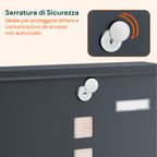 Cassetta Postale in Acciaio Inox con Serratura e Scomparto Giornali