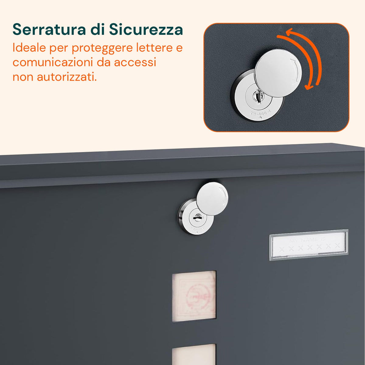 Cassetta Postale in Acciaio Inox con Serratura e Scomparto Giornali