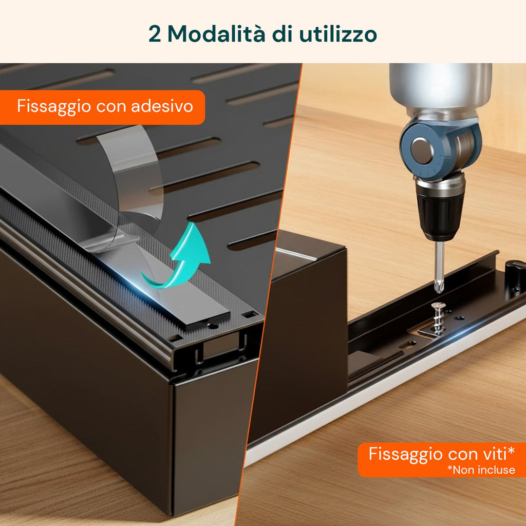 Cassetto estensibile universale in acciaio 30-50 cm - Portata 8 kg