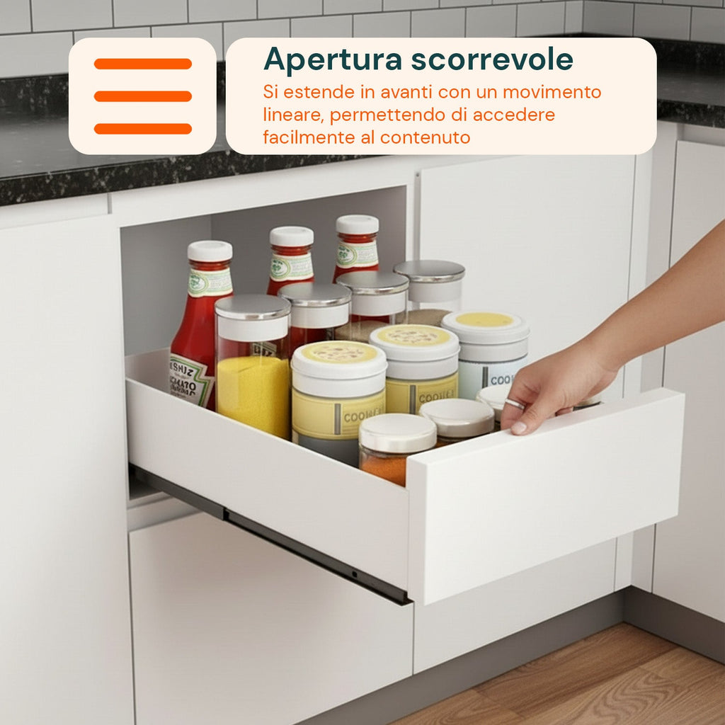 Cassetto universale estraibile 25x43 cm in acciaio - Portata 10kg