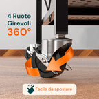 Scaffale mobile pieghevole a 4 ripiani con ruote girevoli bloccabili