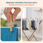 Set 100 Mollette in Legno Multiuso con Molla in Acciaio