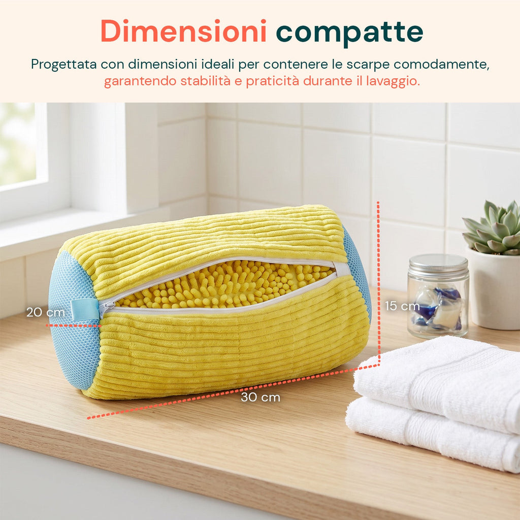 Set di 2 sacchi in ciniglia per lavatrice e asciugatrice per scarpe e capi delicati 30x20x15 cm