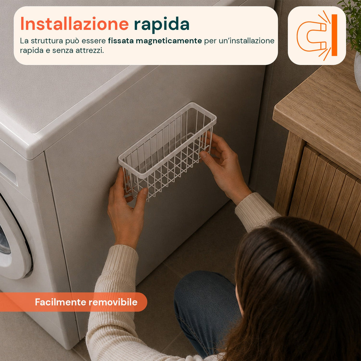 Set 2 Cestini Magnetici Multiuso in Acciaio, Organizer Portaoggetti Salvaspazio a Griglia, Installazione Senza Fori, Portata Max 5 kg