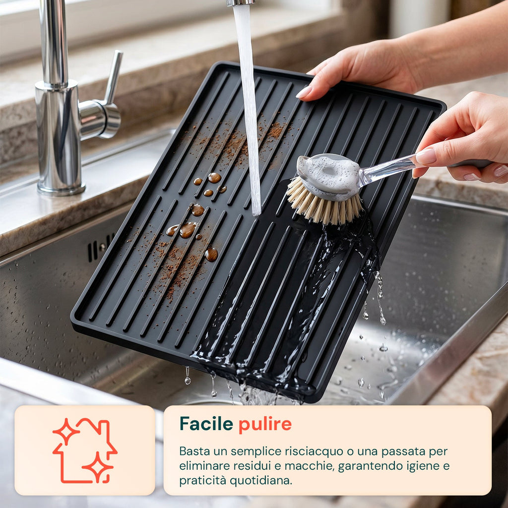 Tappetino Pieghevole in Silicone 2 in 1 con Bordi Alti – Impermeabile e Antipolvere con Base Antiscivolo