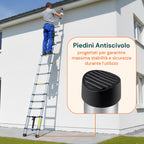Scala Telescopica Professionale da 7 a 13 Gradini in Acciaio – Uso Domestico e Lavorativo