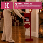 DeerPost Cassetta Postale Natalizia con Lanterna a LED e Sportello Posteriore, Decorazione in Metallo con Cartello Pendente, Altezza 92,5 cm