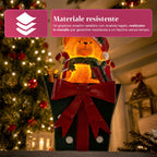 Teddy BearGift, orsetto natalizio luminoso in confezione regalo, luce LED calda, dimensioni 15x15x25,5 cm, alimentazione a batterie