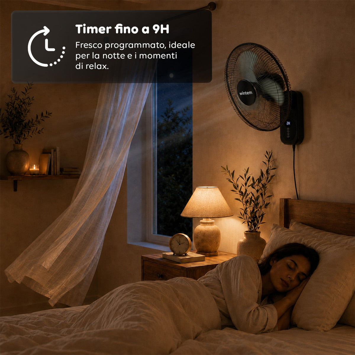 Barrow Ventilatore da Parete Nero 40cm 60W - 8 Velocità con Telecomando e Timer 9h - Oscillazione 120° e Inclinazione 30°