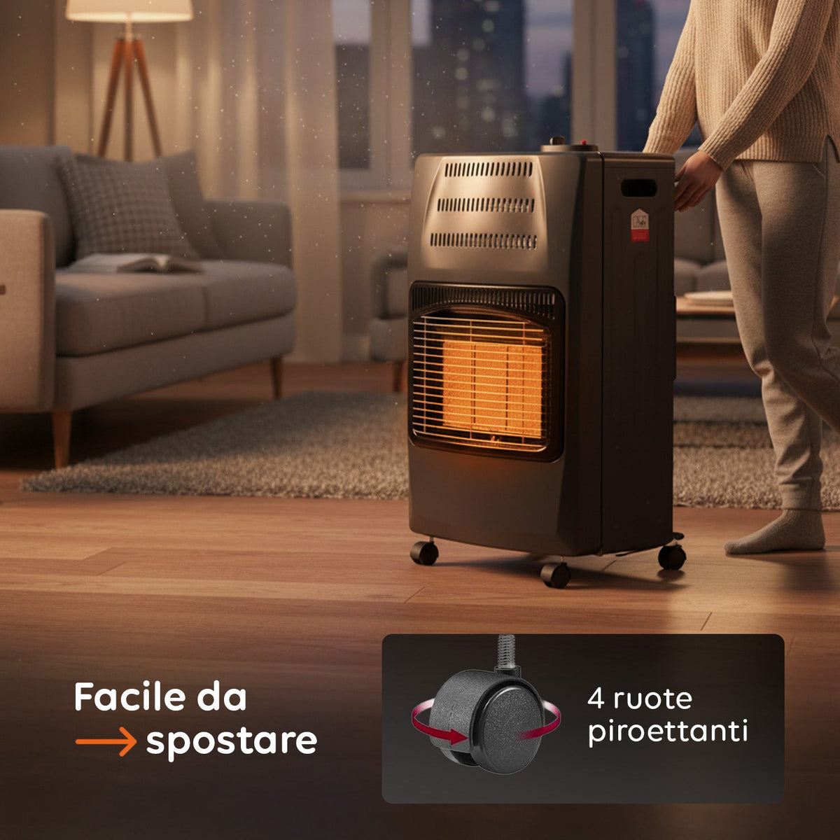 Buddy Stufa a Gas Pieghevole – Potenza 4,2kW con 3 Livelli di Riscaldamento