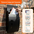 Cassetta Postale a Muro Moderna in Acciaio Inox con Targhetta per il Nome e 2 Chiavi