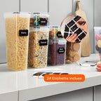 Set di 24 contenitori ermetici per alimenti di diverse dimensioni con etichette