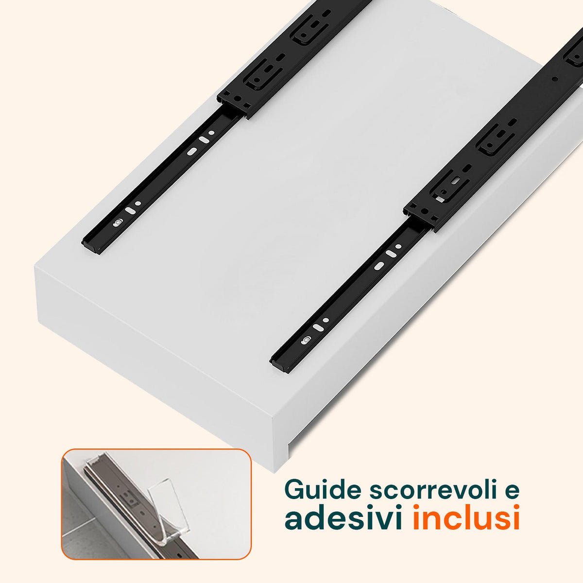 Cassetto universale estraibile 25x43 cm in acciaio - Portata 10kg