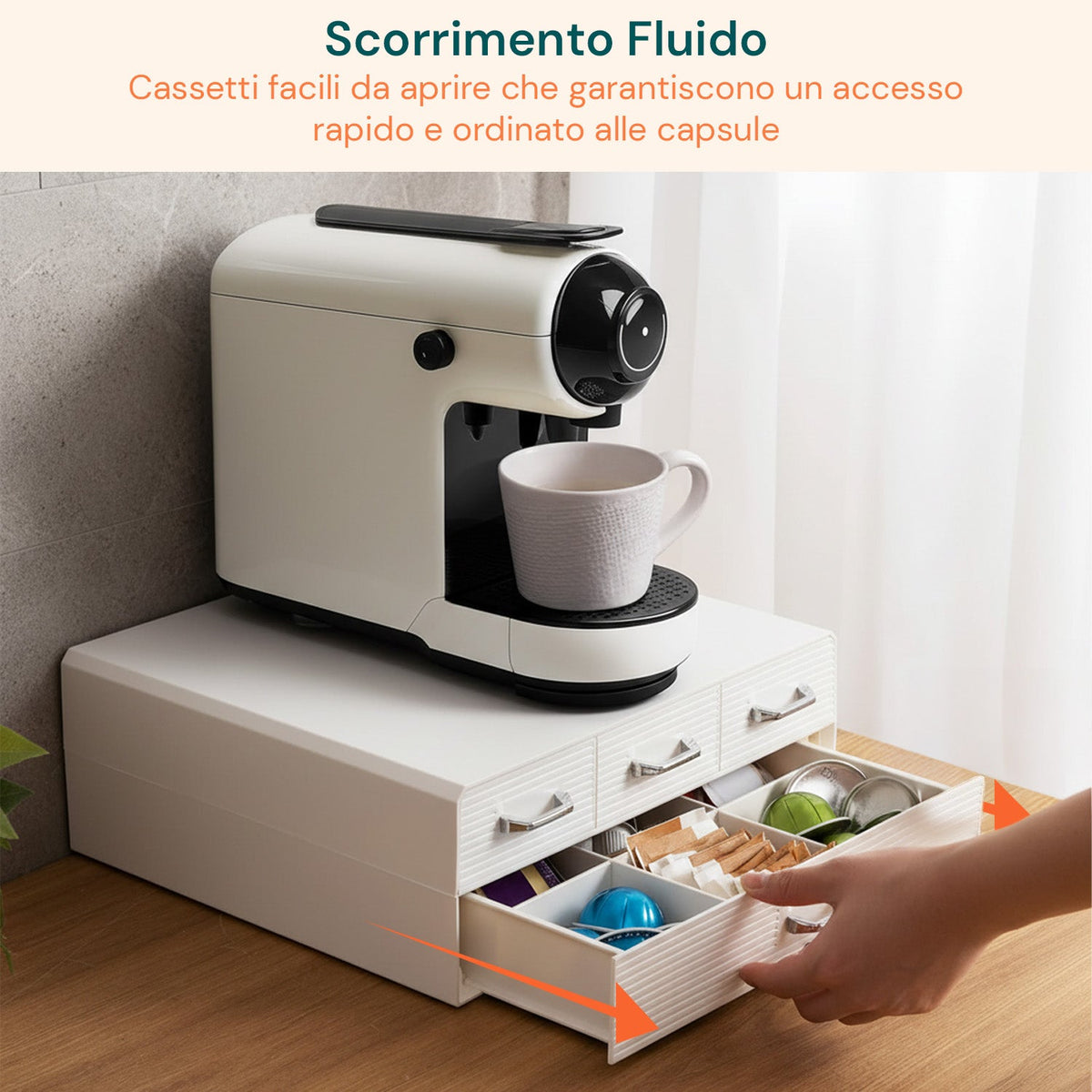 Organizer per Cialde e Capsule Caffè 4 Cassetti - Design Salvaspazio