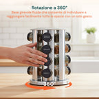 Portaspezie Girevole a 360° per Cucina con 16 Barattoli Inclusi
