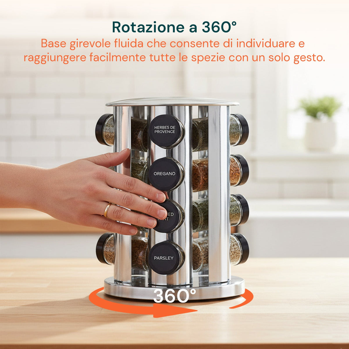 Portaspezie Girevole a 360° per Cucina con 16 Barattoli Inclusi