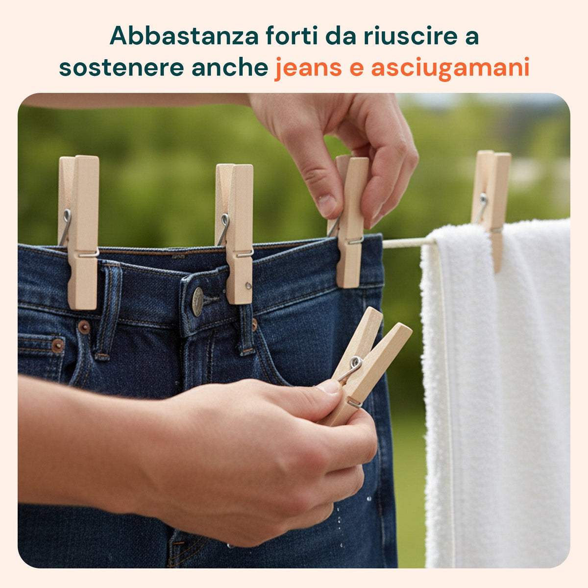 Set 100 Mollette in Legno Multiuso con Molla in Acciaio