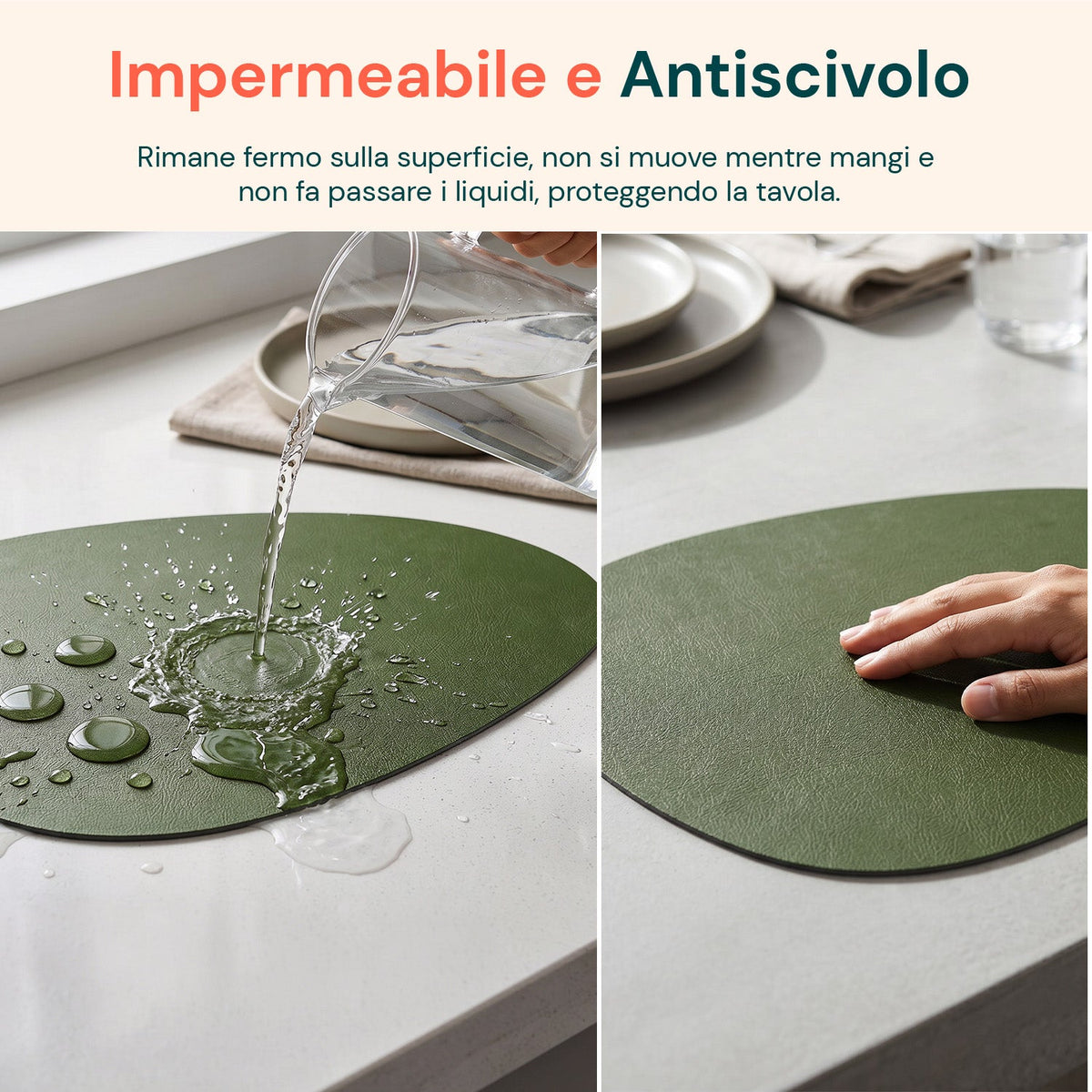 Set da 12 Pezzi di Tovagliette Americane e Sottobicchieri Reversibili in Similpelle PVC Impermeabile e Antiscivolo - 41x34 cm