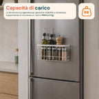Set 2 Cestini Magnetici Multiuso in Acciaio, Organizer Portaoggetti Salvaspazio a Griglia, Installazione Senza Fori, Portata Max 5 kg