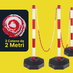 Paletti Segnaletici con Catena 2 Metri Set 4 Colonnine Ben Visibili