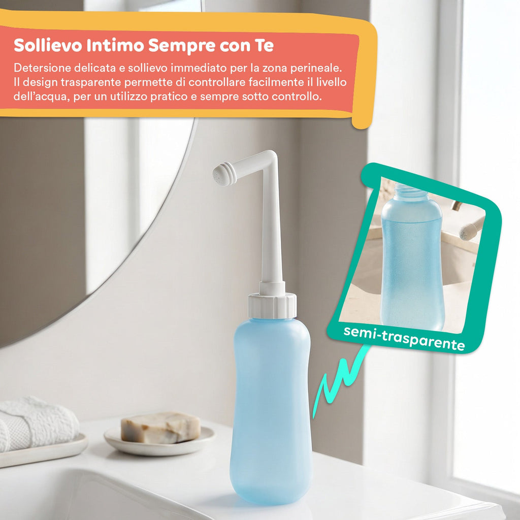 Bidet Portatile Post Partum in EVA, 450ml con Ugello Angolato a 60° e Retrattile
