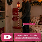 DeerPost Cassetta Postale Natalizia con Lanterna a LED e Sportello Posteriore, Decorazione in Metallo con Cartello Pendente, Altezza 92,5 cm
