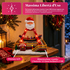SantaSail 27 cm Christmas lighted carousel with moving boat, LED lights and Christmas melodies, light or light and music selector, USB or battery operated