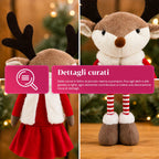 Renna Natalizia Estensibile 45-80 cm con Gambe Telescopiche, Struttura in Ferro – 2 Outfit Scandinavo o Country