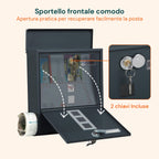 Cassetta Postale in Acciaio Inox con Serratura e Scomparto Giornali