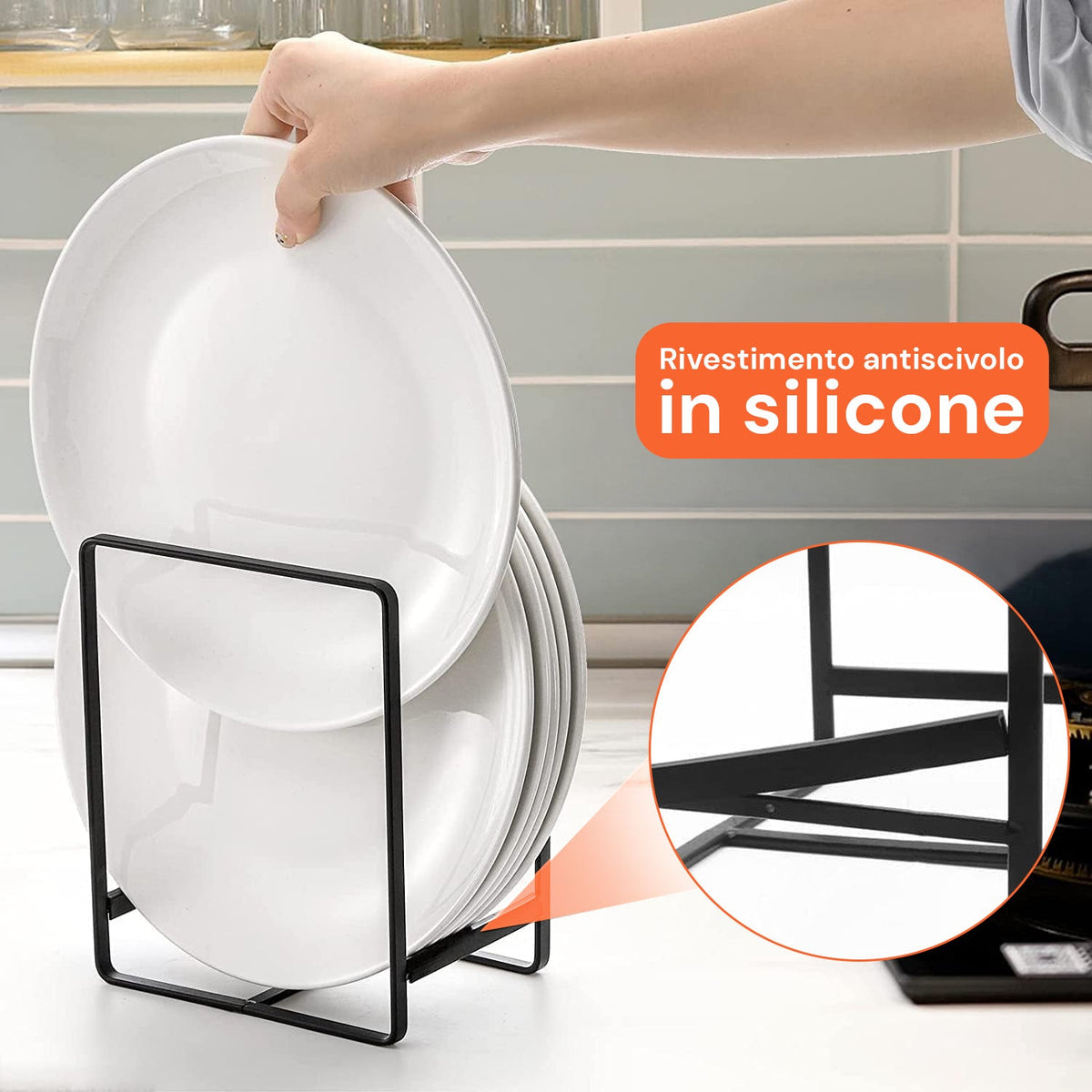 Scolapiatti Verticali Salvaspazio – Set 4 Pezzi in Metallo 2 Misure Salvaspazio