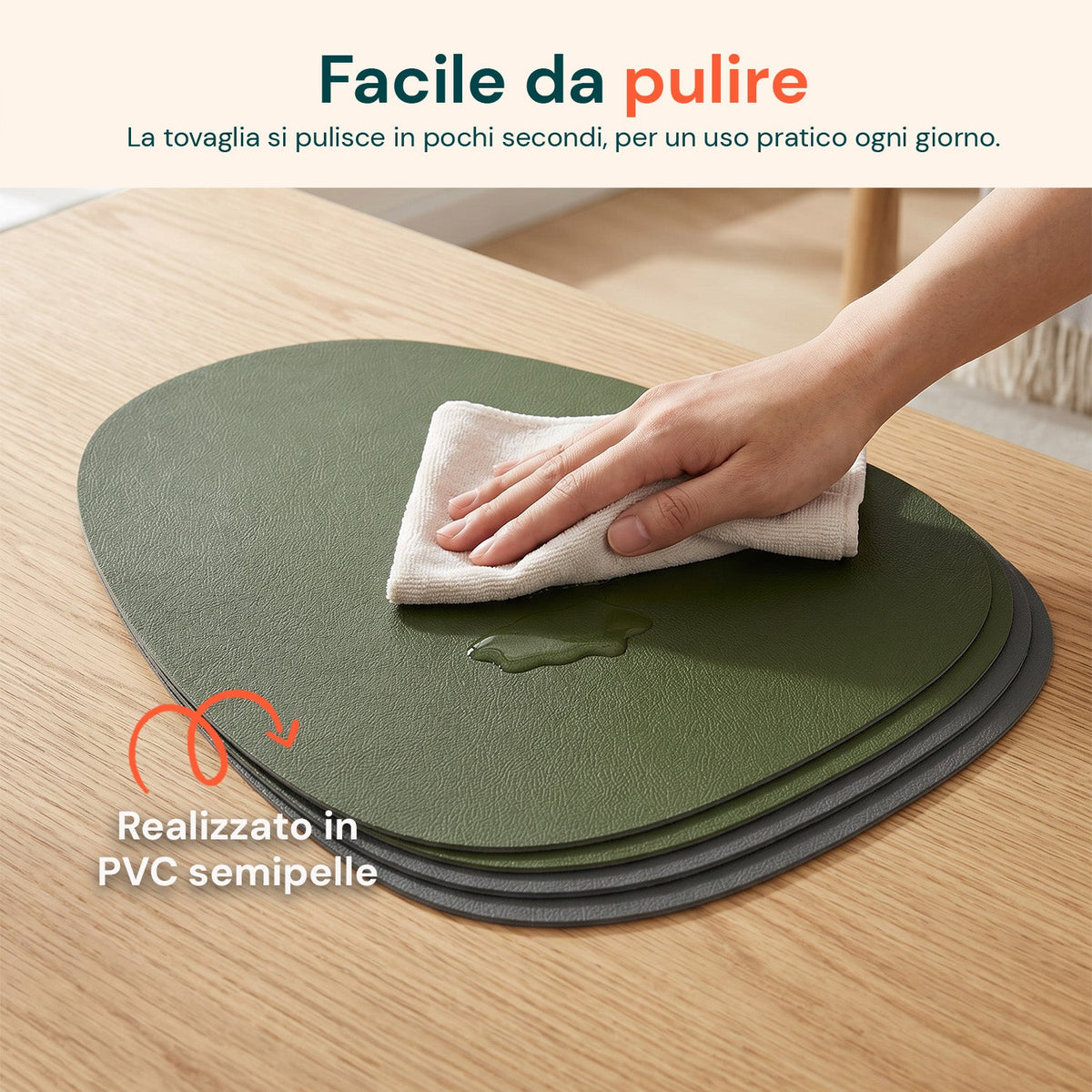 Set da 12 Pezzi di Tovagliette Americane e Sottobicchieri Reversibili in Similpelle PVC Impermeabile e Antiscivolo - 41x34 cm