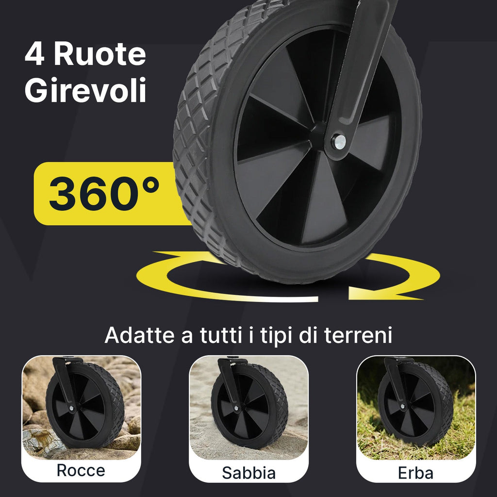 Carrello Pieghevole da Esterno Taglia L 90Kg / Taglia XL 120Kg con Ruote