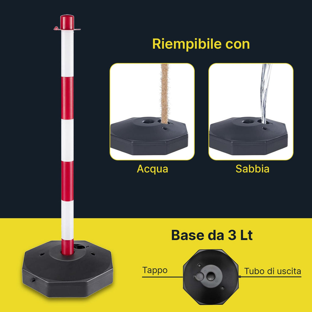 Paletti Segnaletici con Catena 2 Metri Set 4 Colonnine Ben Visibili
