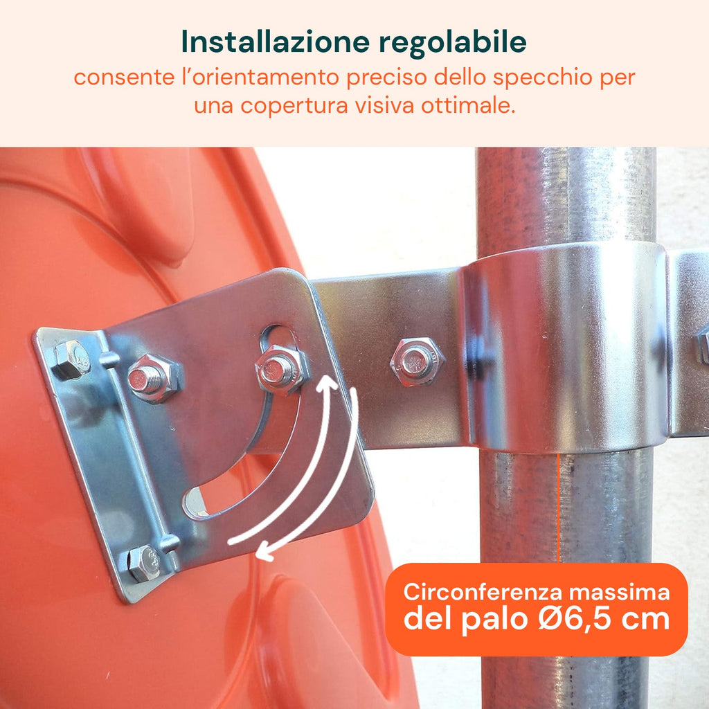 Specchio Parabolico di Sicurezza Ø60 cm con Staffe di Fissaggio