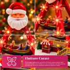 SantaSail 27 cm Christmas lighted carousel with moving boat, LED lights and Christmas melodies, light or light and music selector, USB or battery operated