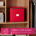 Organizer per 64 Palline di Natale in Tessuto Oxford e TNT con Coperchio e Manici