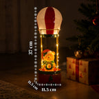 Teddy SkyFloat - Mongolfiera natalizia luminosa in metallo con orsetto, luci LED e funi dorate a batteria, alta 37 cm, con ghirlanda e agrifoglio